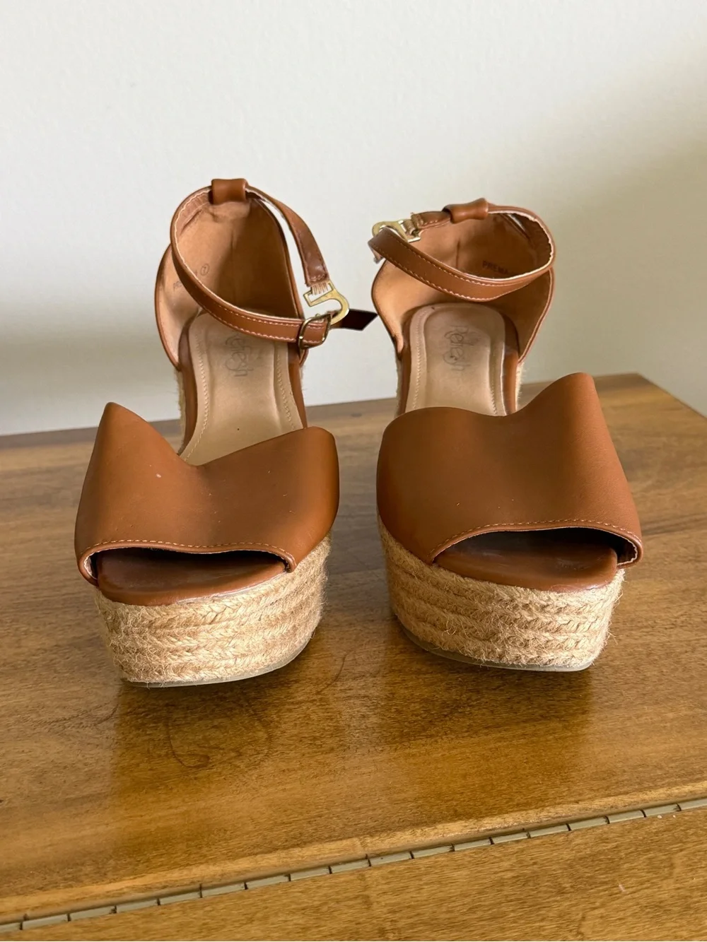 Women’s Tan Espadrille Platform Wedge Sandals